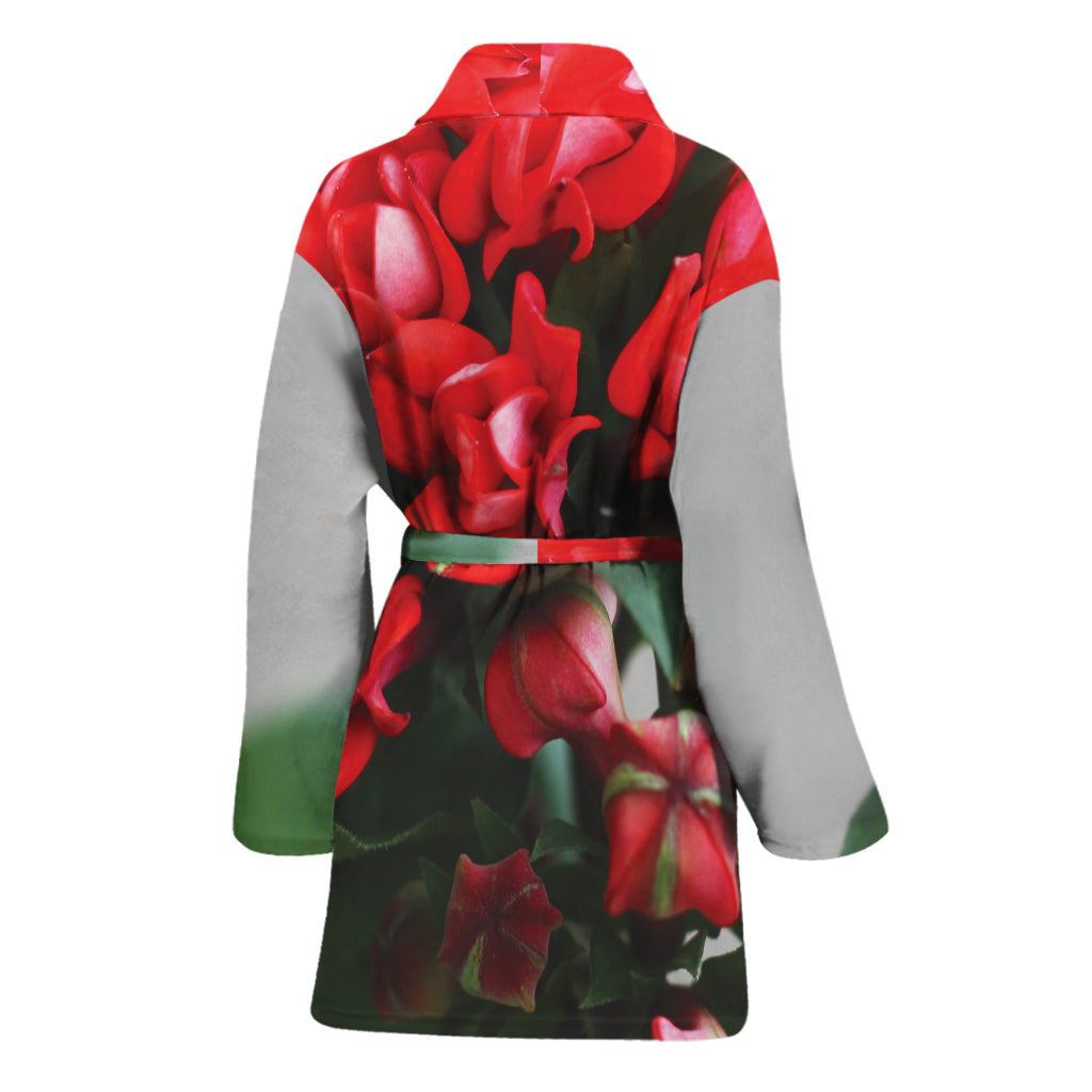 Bouvardia Flower Print Women's Bathrobe