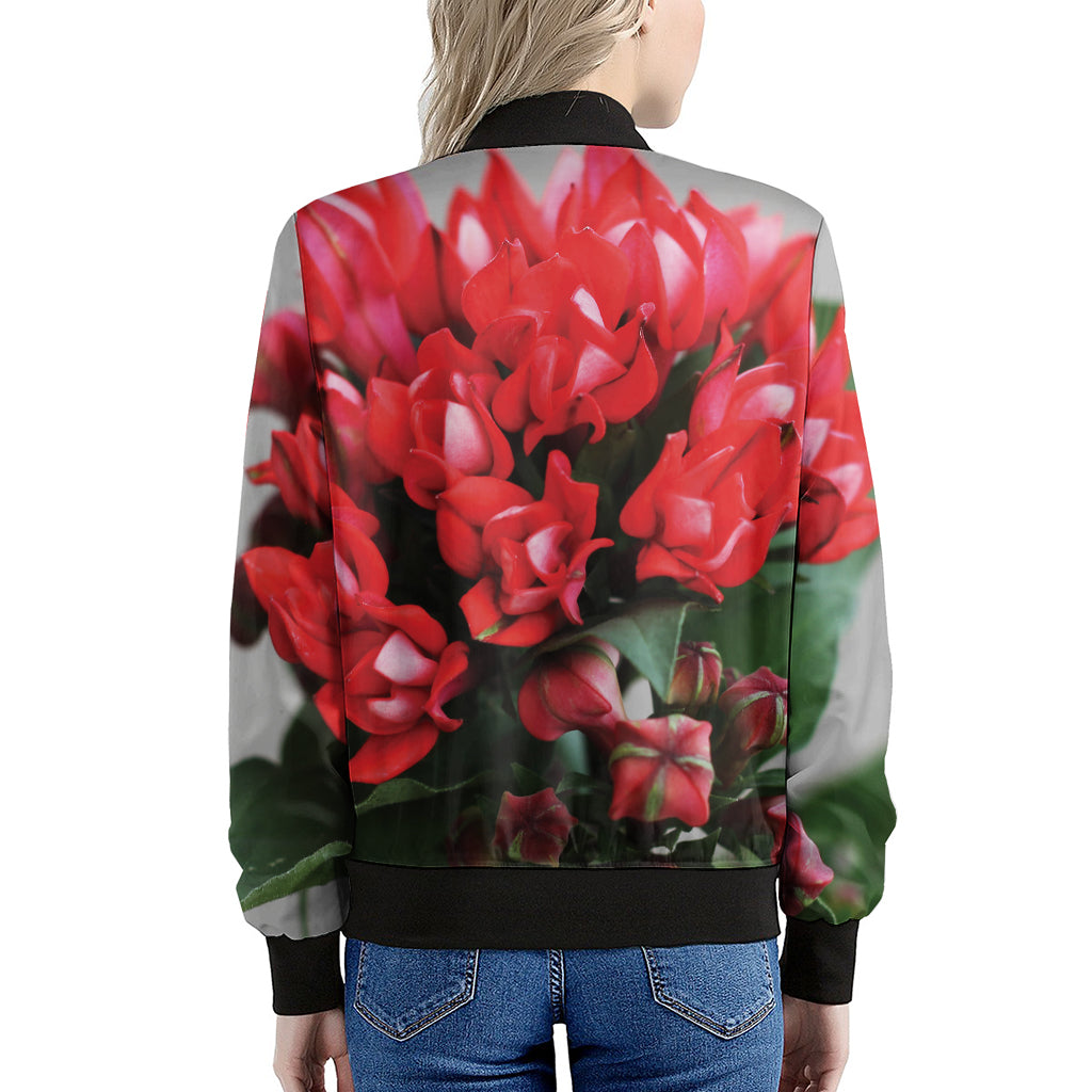 Bouvardia Flower Print Women's Bomber Jacket