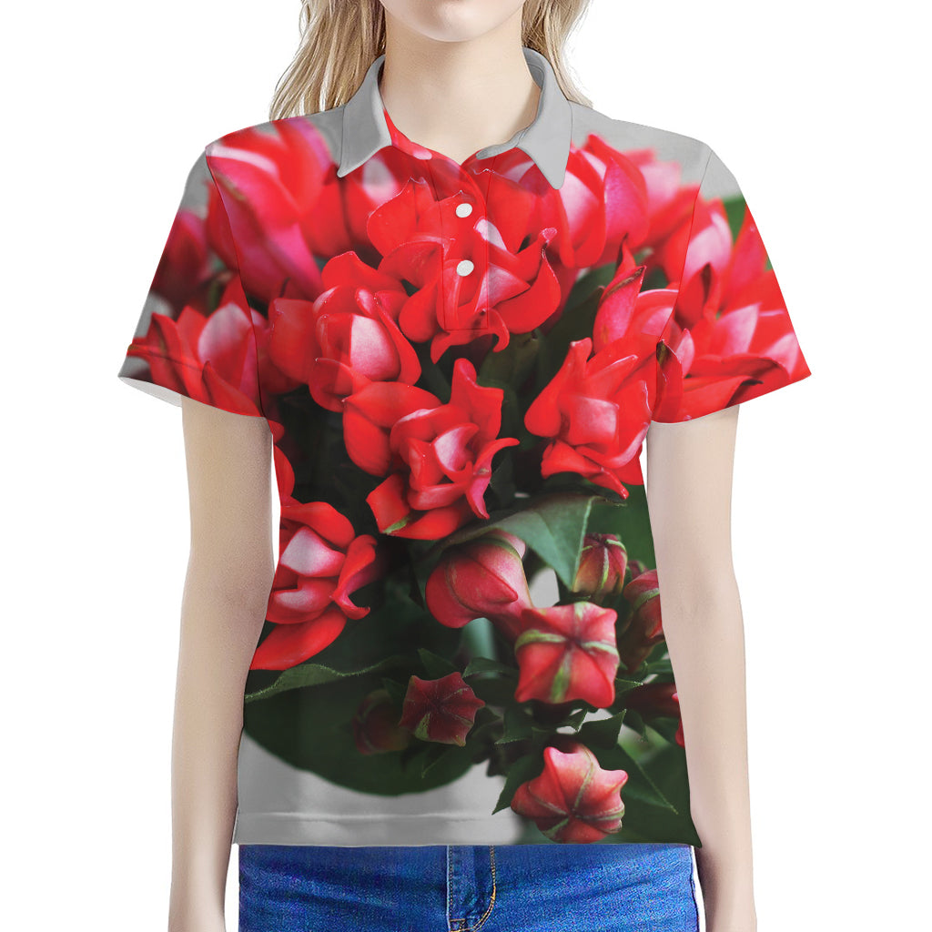 Bouvardia Flower Print Women's Polo Shirt