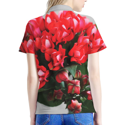 Bouvardia Flower Print Women's Polo Shirt