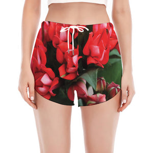 Bouvardia Flower Print Women's Split Running Shorts