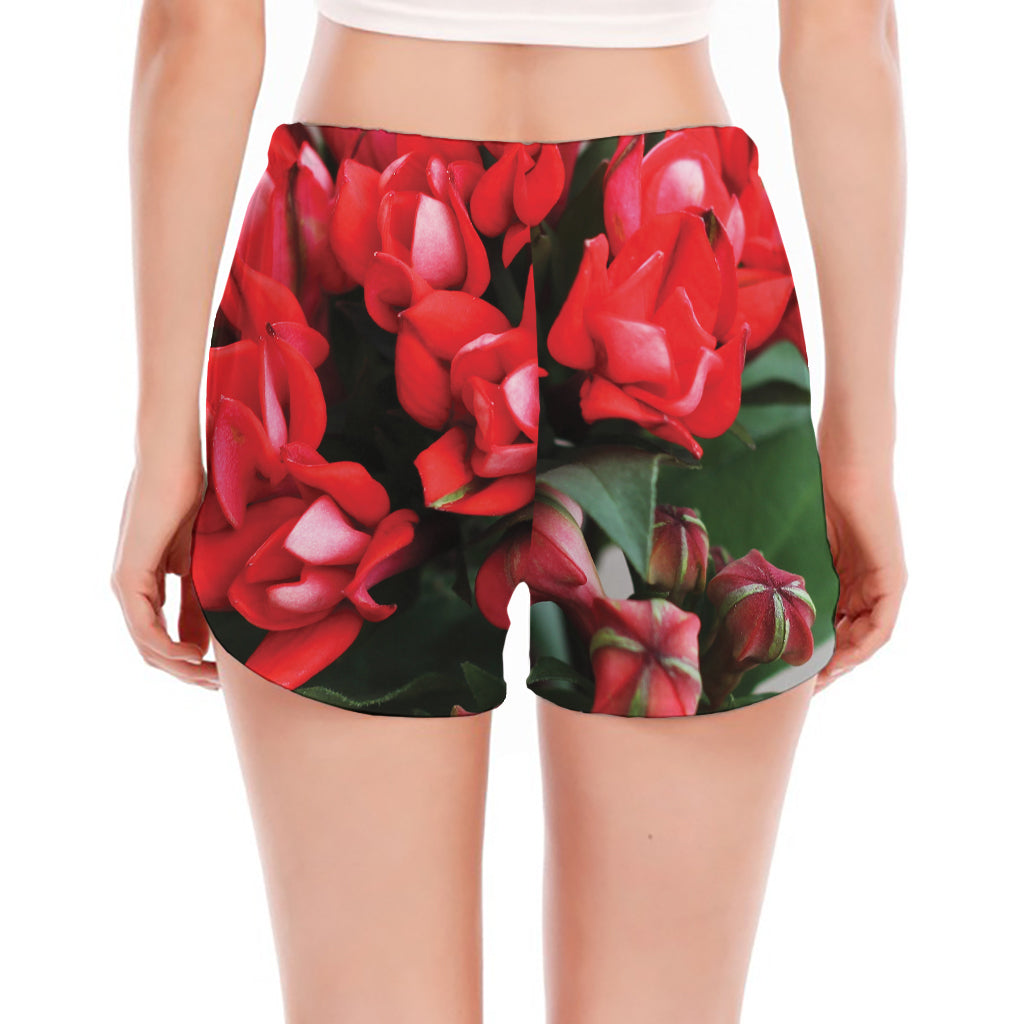 Bouvardia Flower Print Women's Split Running Shorts