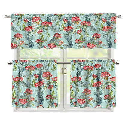 Bouvardia Pattern Print 3 Piece Kitchen Curtains