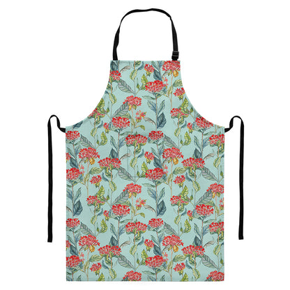 Bouvardia Pattern Print Bib Apron With Pocket