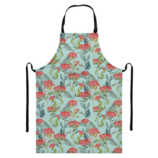Bouvardia Pattern Print Bib Apron With Pocket