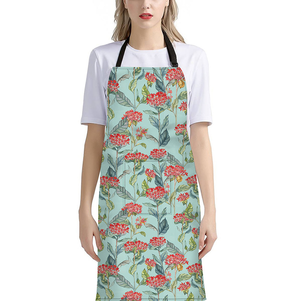 Bouvardia Pattern Print Bib Apron With Pocket