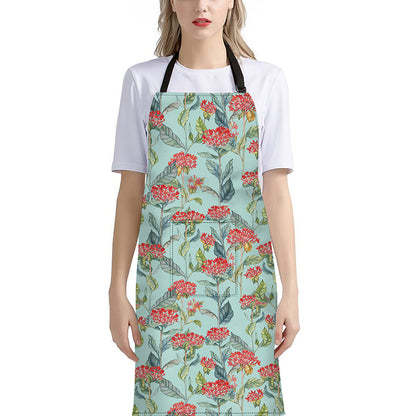 Bouvardia Pattern Print Bib Apron With Pocket