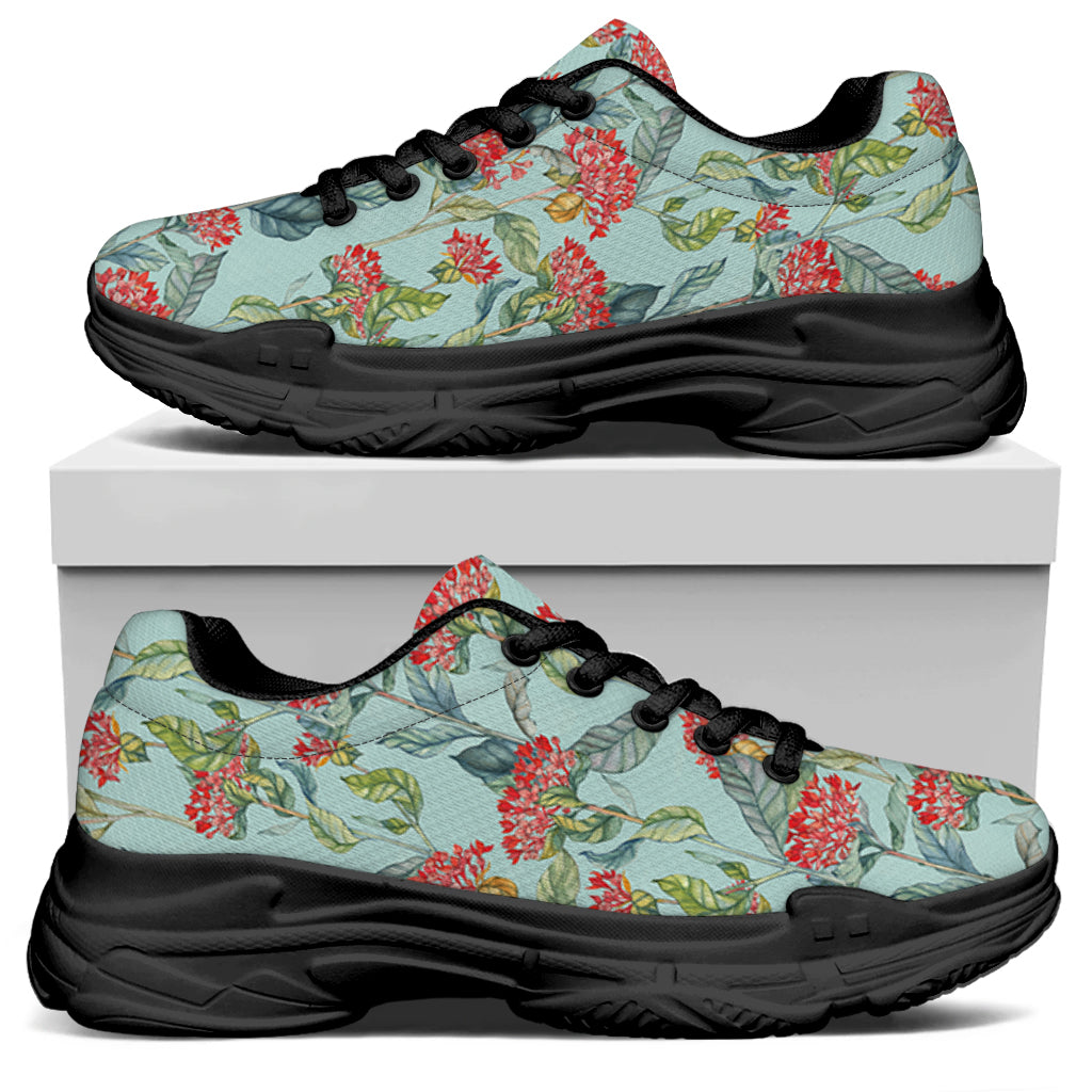 Bouvardia Pattern Print Black Chunky Shoes