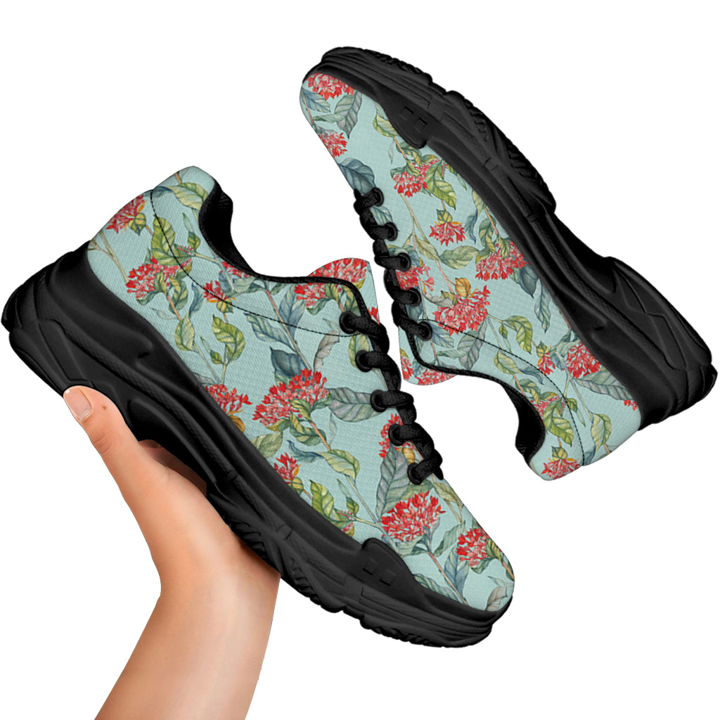 Bouvardia Pattern Print Black Chunky Shoes