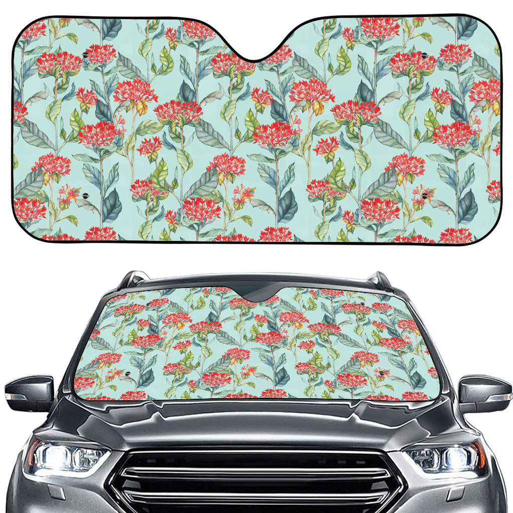 Bouvardia Pattern Print Car Windshield Sun Shade