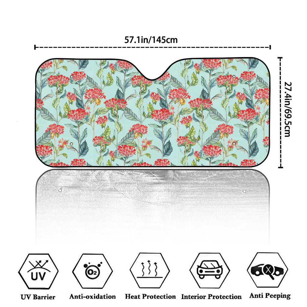 Bouvardia Pattern Print Car Windshield Sun Shade