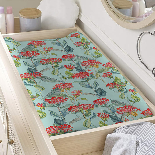Bouvardia Pattern Print Changing Pad Cover