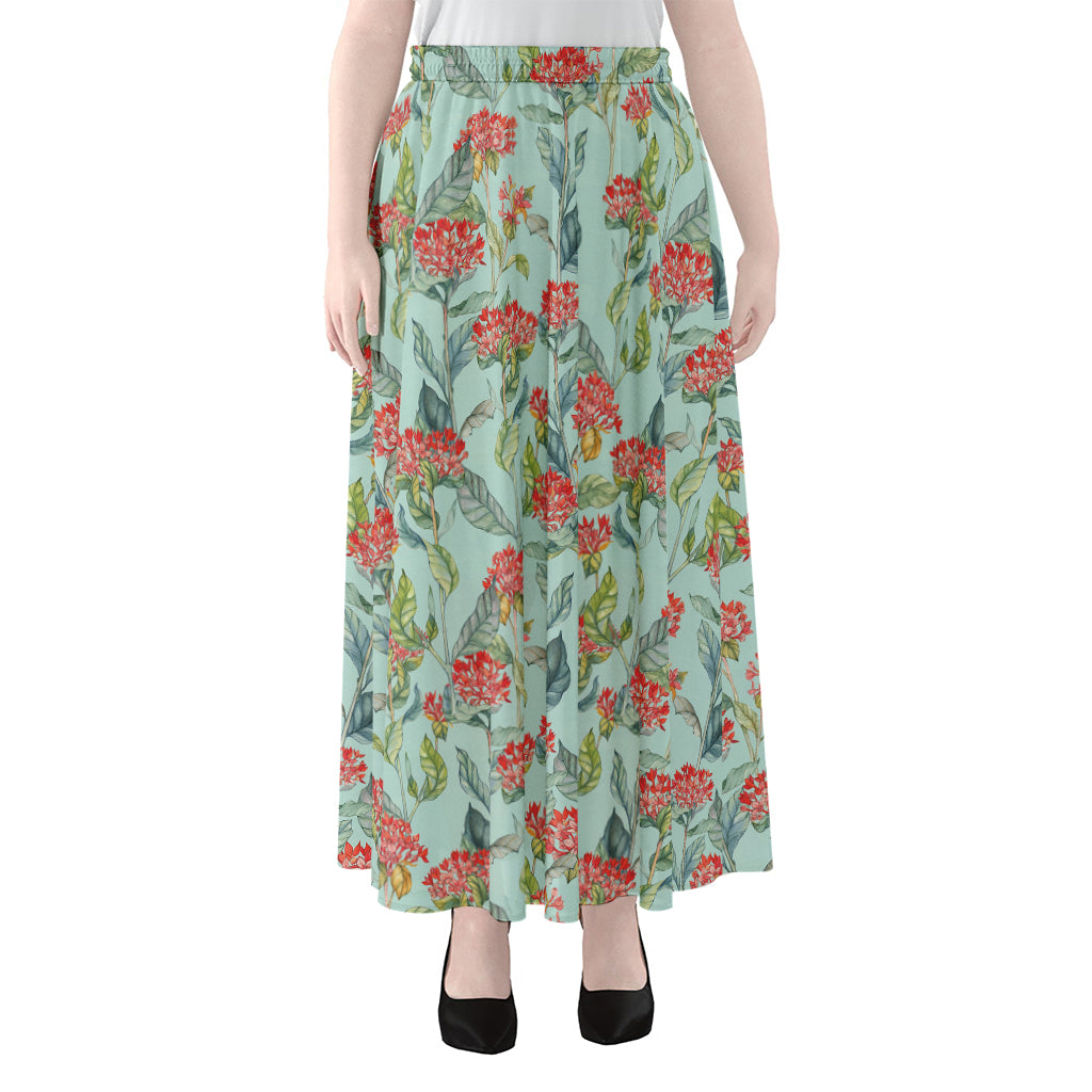 Bouvardia Pattern Print Chiffon Maxi Skirt