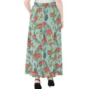 Bouvardia Pattern Print Chiffon Maxi Skirt