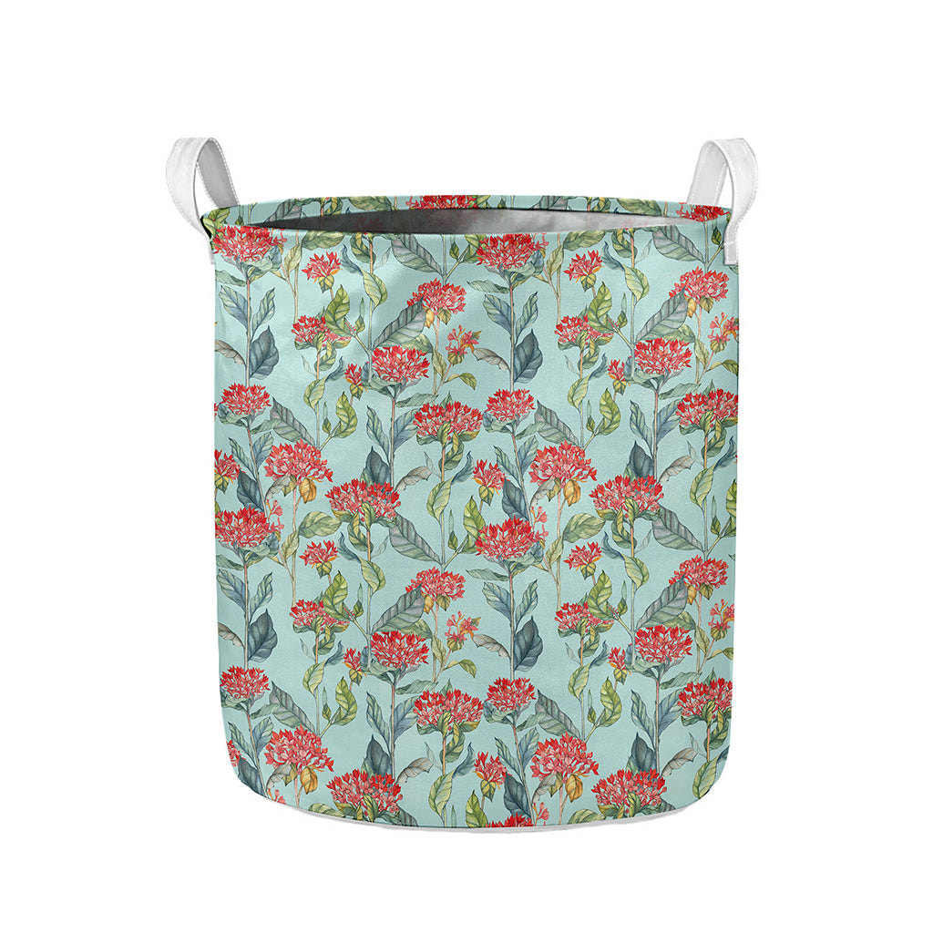 Bouvardia Pattern Print Collapsible Laundry Basket