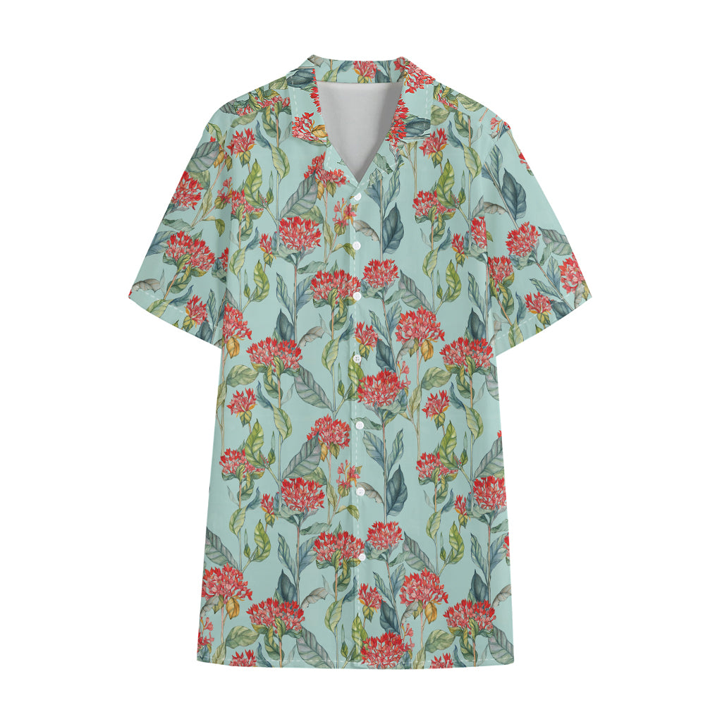 Bouvardia Pattern Print Cotton Hawaiian Shirt