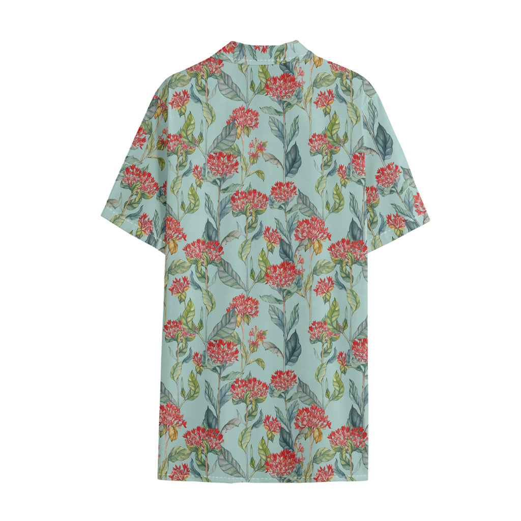 Bouvardia Pattern Print Cotton Hawaiian Shirt