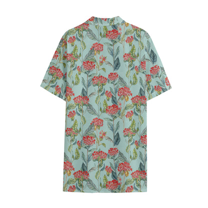 Bouvardia Pattern Print Cotton Hawaiian Shirt