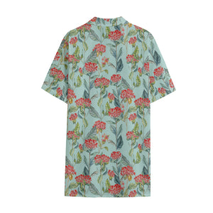 Bouvardia Pattern Print Cotton Hawaiian Shirt