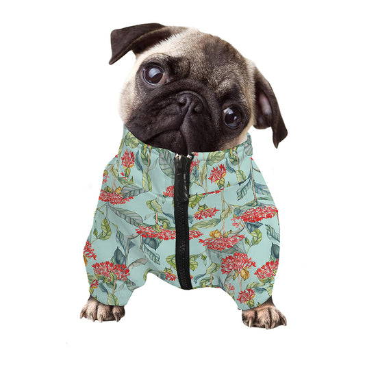 Bouvardia Pattern Print Dog Zip Up Jacket