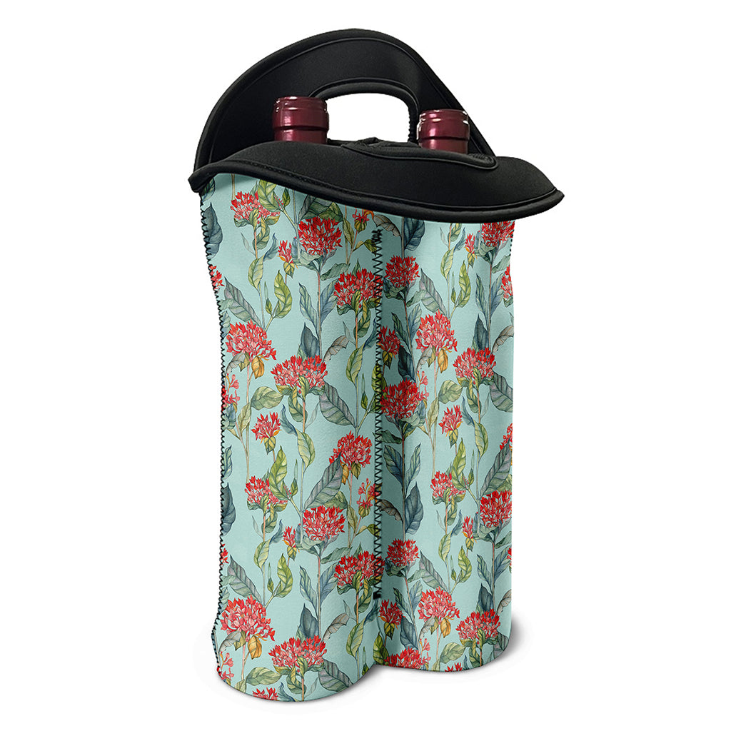 Bouvardia Pattern Print Double Neoprene Wine Tote