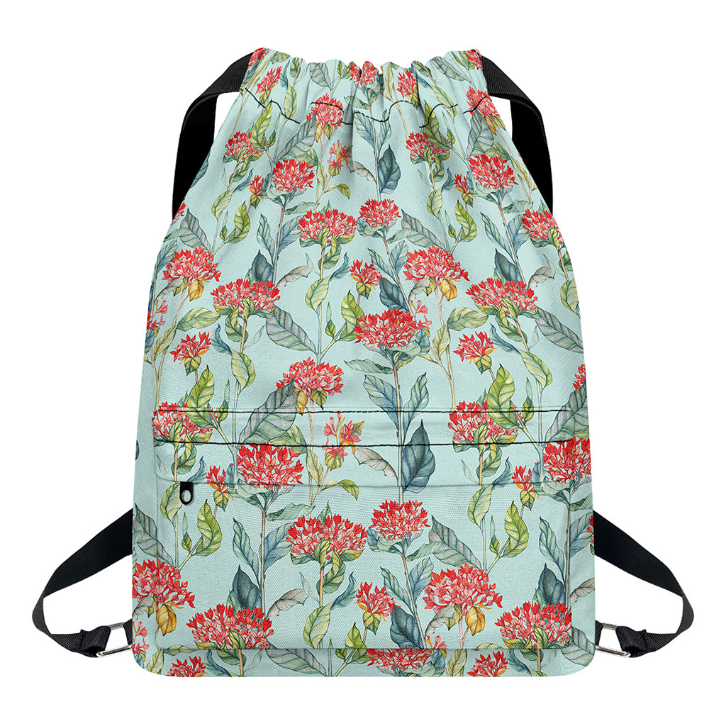 Bouvardia Pattern Print Drawstring Backpack