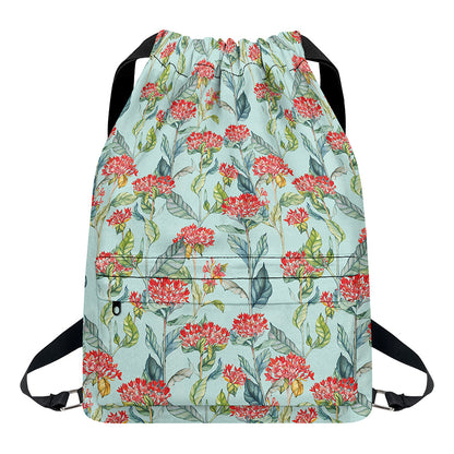 Bouvardia Pattern Print Drawstring Backpack