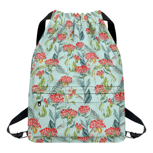 Bouvardia Pattern Print Drawstring Backpack