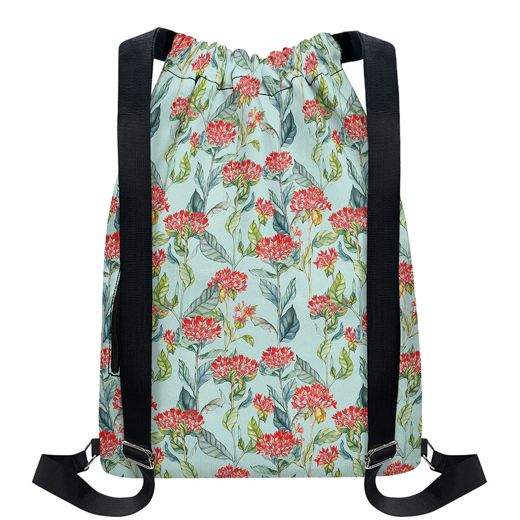 Bouvardia Pattern Print Drawstring Backpack