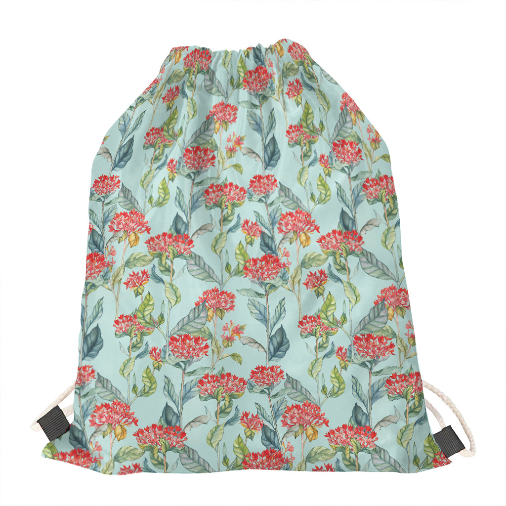 Bouvardia Pattern Print Drawstring Bag