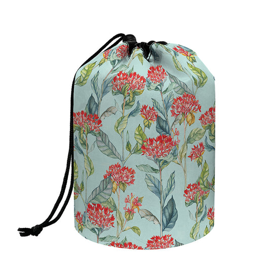 Bouvardia Pattern Print Drawstring Makeup Bag