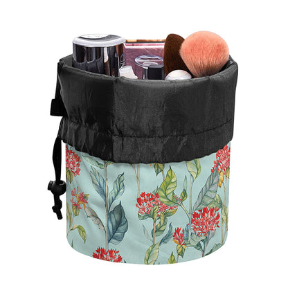 Bouvardia Pattern Print Drawstring Makeup Bag