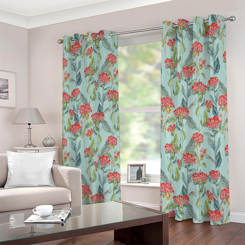 Bouvardia Pattern Print Extra Wide Grommet Curtains