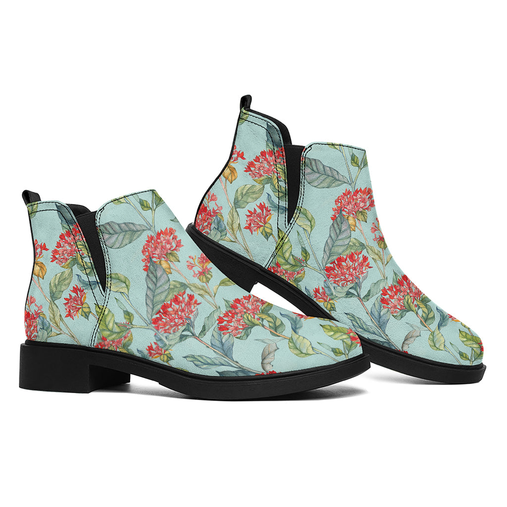 Bouvardia Pattern Print Flat Ankle Boots