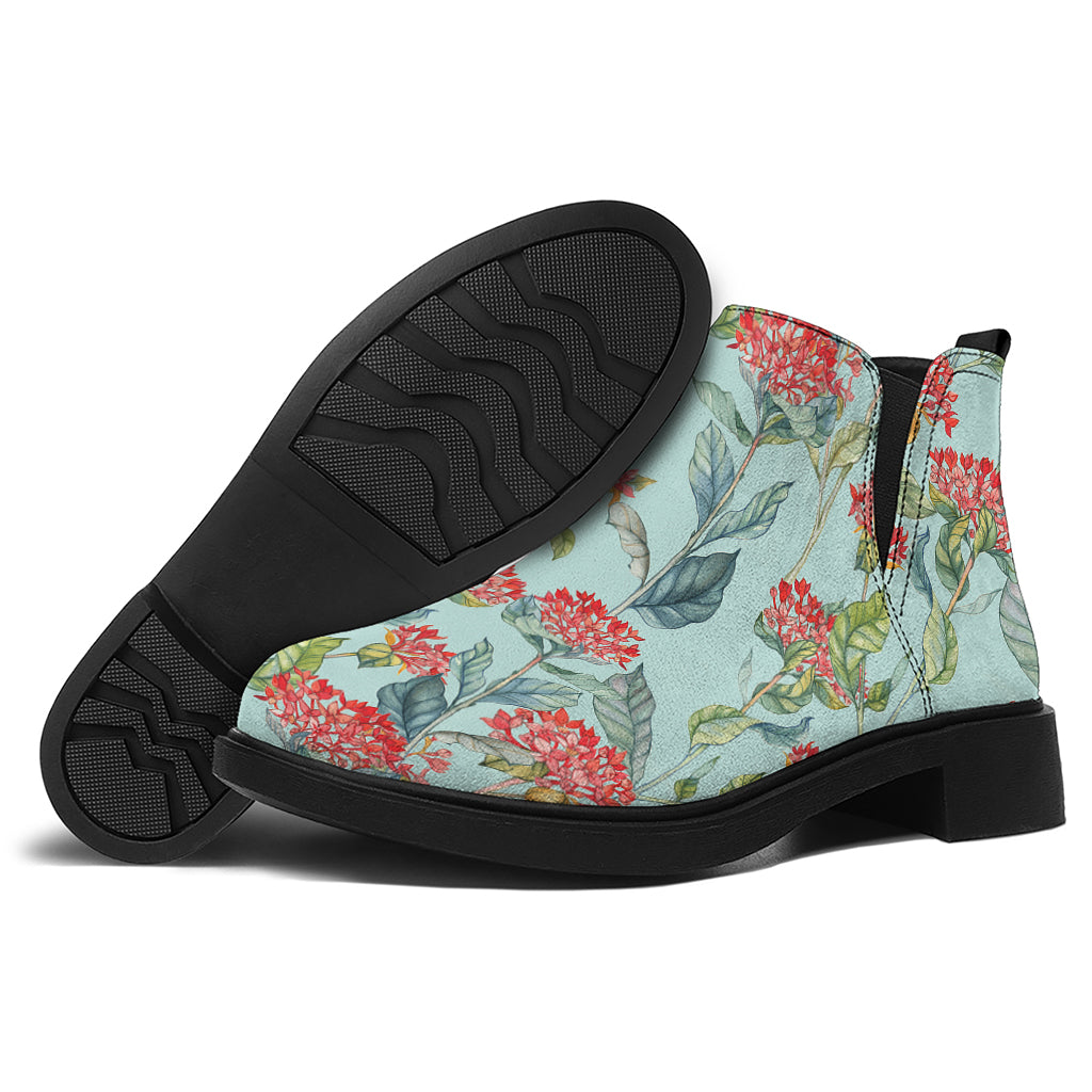 Bouvardia Pattern Print Flat Ankle Boots