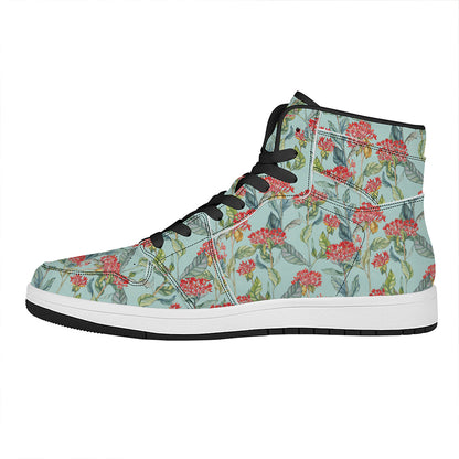 Bouvardia Pattern Print High Top Leather Sneakers