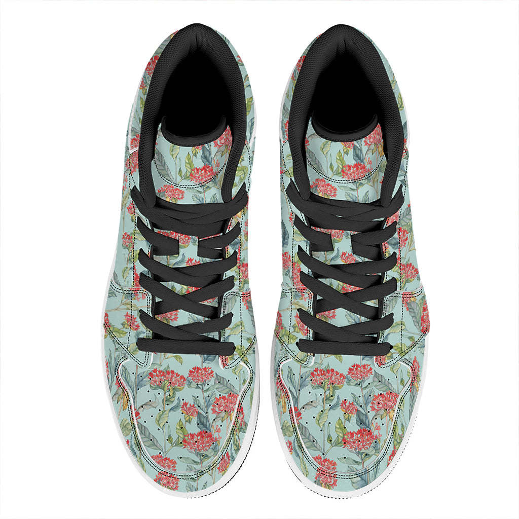 Bouvardia Pattern Print High Top Leather Sneakers