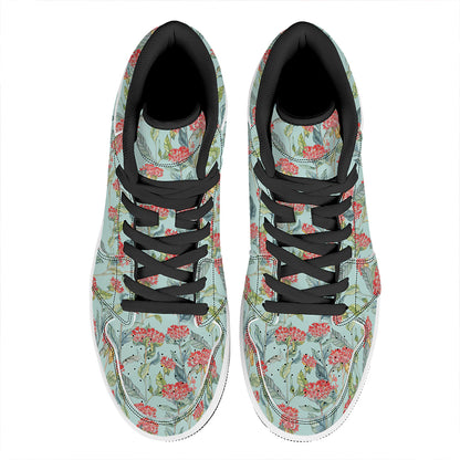 Bouvardia Pattern Print High Top Leather Sneakers