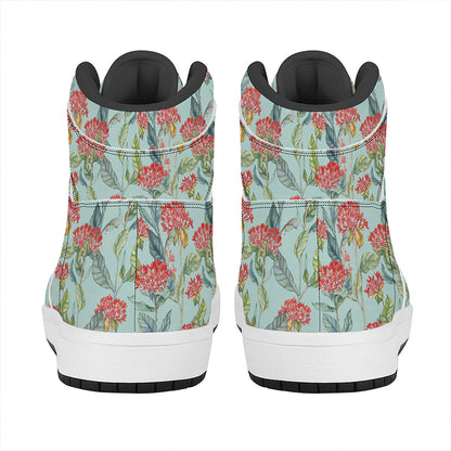 Bouvardia Pattern Print High Top Leather Sneakers