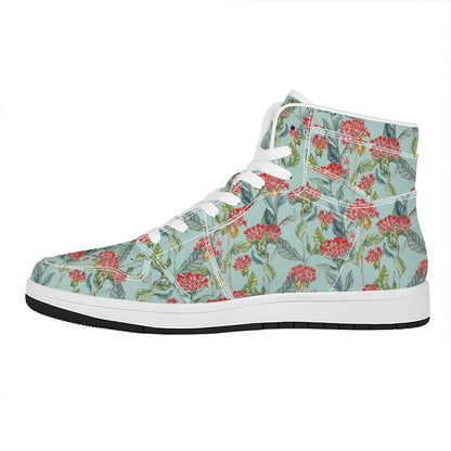 Bouvardia Pattern Print High Top Leather Sneakers
