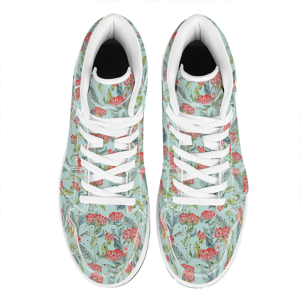 Bouvardia Pattern Print High Top Leather Sneakers