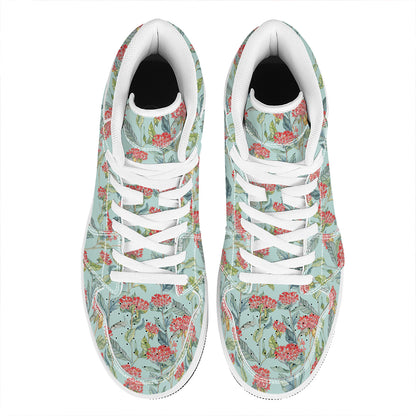 Bouvardia Pattern Print High Top Leather Sneakers