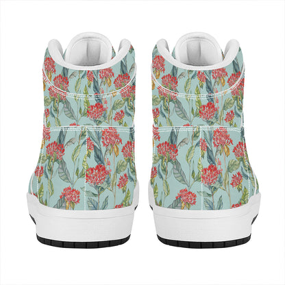 Bouvardia Pattern Print High Top Leather Sneakers