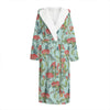 Bouvardia Pattern Print Hooded Bathrobe