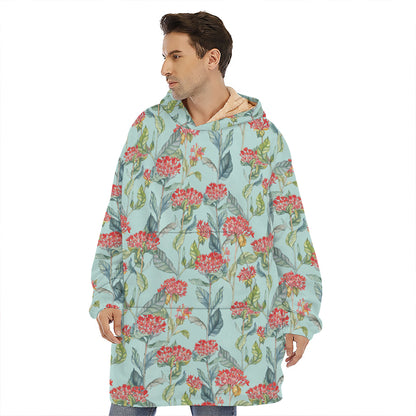 Bouvardia Pattern Print Hoodie Blanket