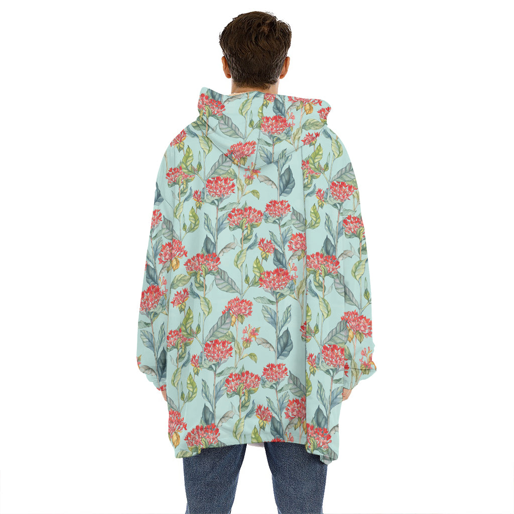 Bouvardia Pattern Print Hoodie Blanket