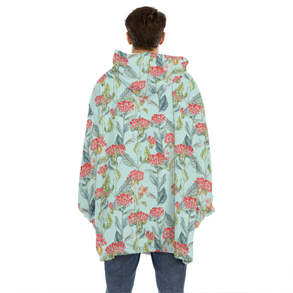 Bouvardia Pattern Print Hoodie Blanket