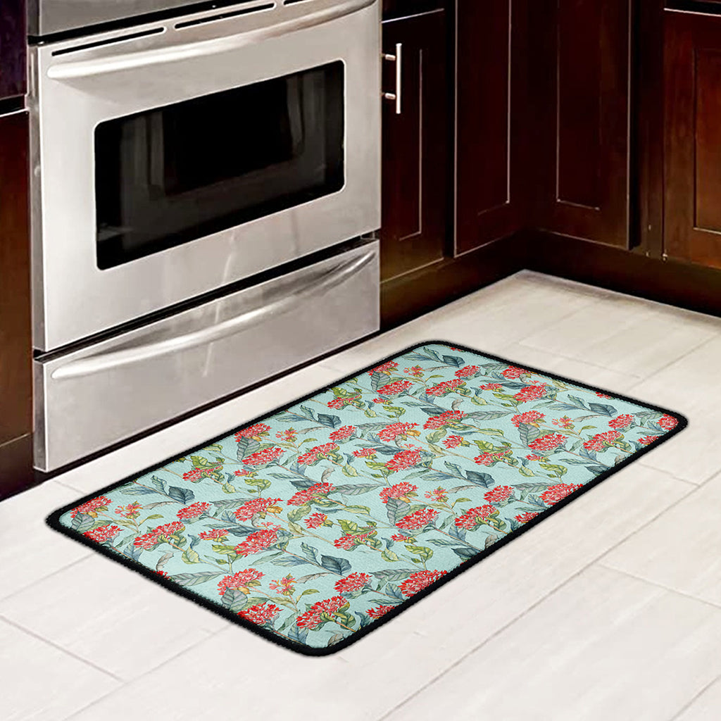 Bouvardia Pattern Print Kitchen Mat