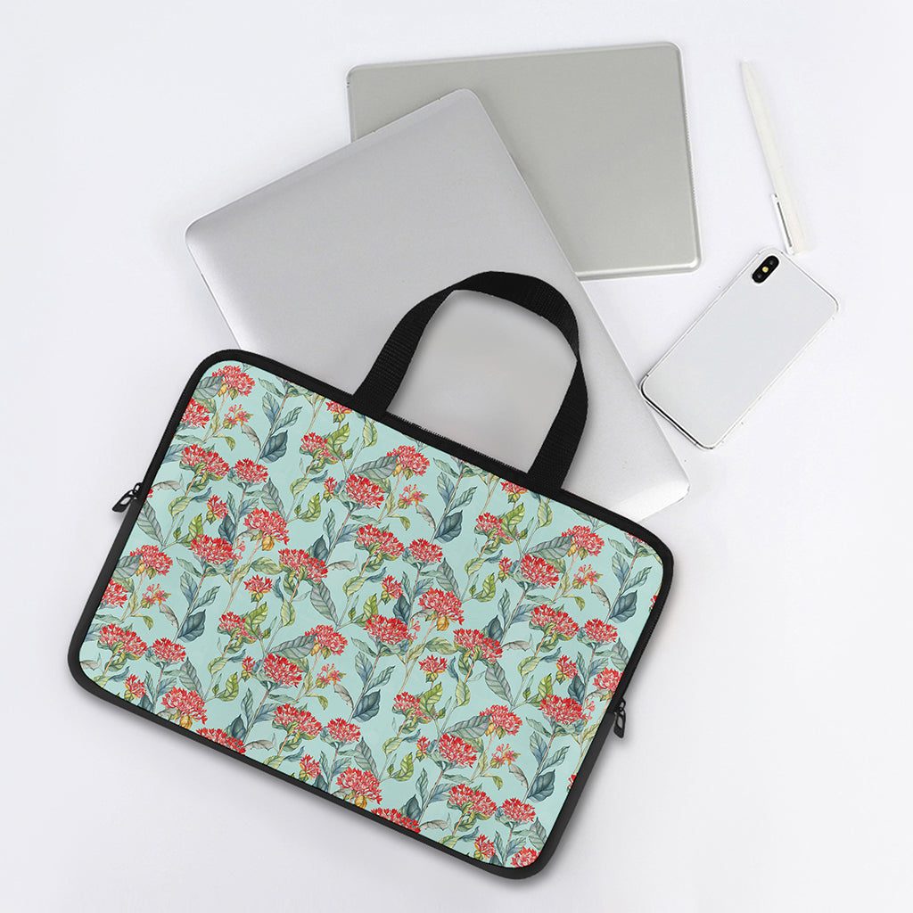 Bouvardia Pattern Print Laptop Sleeve With Handle