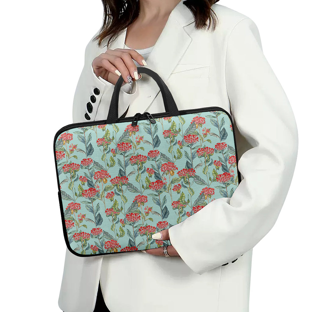 Bouvardia Pattern Print Laptop Sleeve With Handle